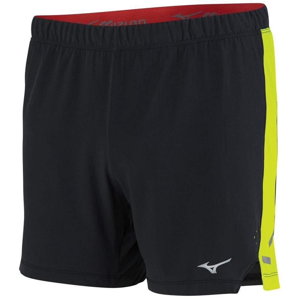 Pantaloncini Mizuno Running Aero 4.5" Uomo - Nere/Gialle - 87921-EUZY